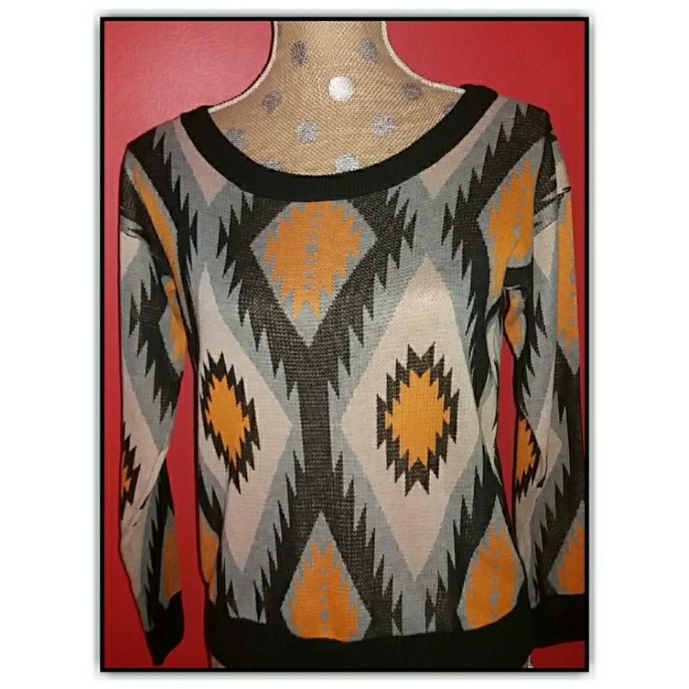 Like New Flying Tomato Aztec Print Sweater
